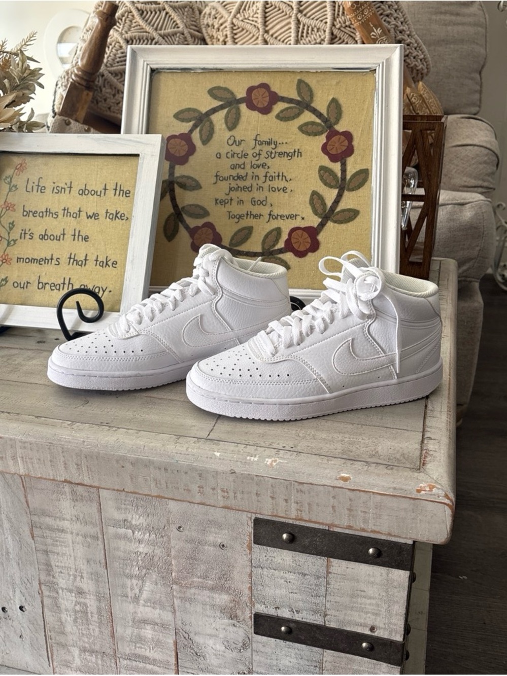 Nike All-White High-Top Sneakers